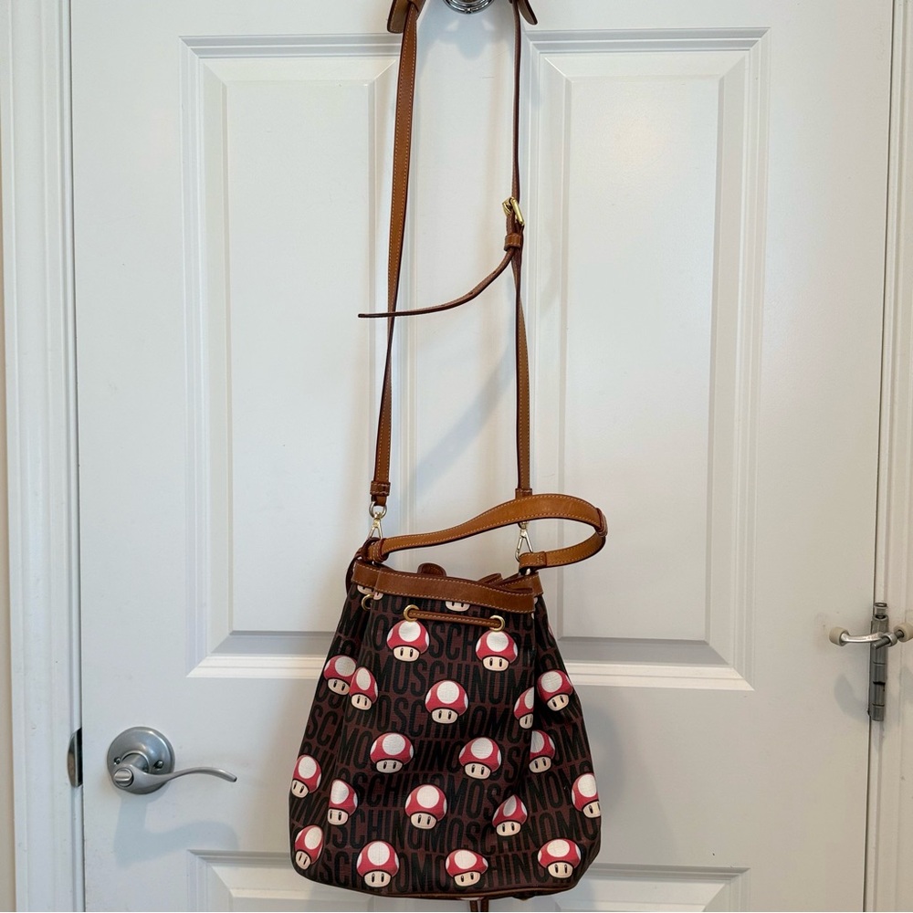 Moschino Couture Jeremy Scott Super Mario Mushroom Bucket Bag Nintendo Rare 1 UP - Picture 7 of 15